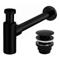 REA-A5215 - Siphon pour lavabo avec bonde CLICK-CLACK Ø 6,4 cm, noir mat