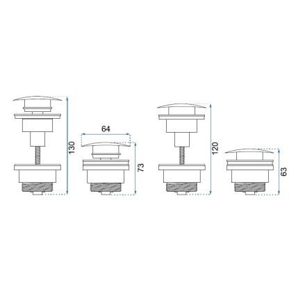 REA-A5218 - Bonde pour lavabo CLICK-CLACK Ø 6,4 cm, noir