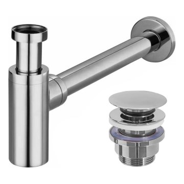 REA-A5693 - Siphon de lavabo avec bonde CLICK-CLACK Ø 6,4 cm chrom brillant