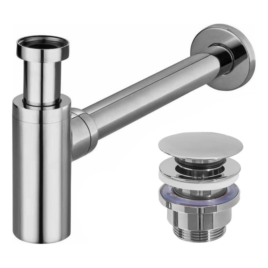 REA-A5693 - Siphon de lavabo avec bonde CLICK-CLACK Ø 6,4 cm chrom brillant