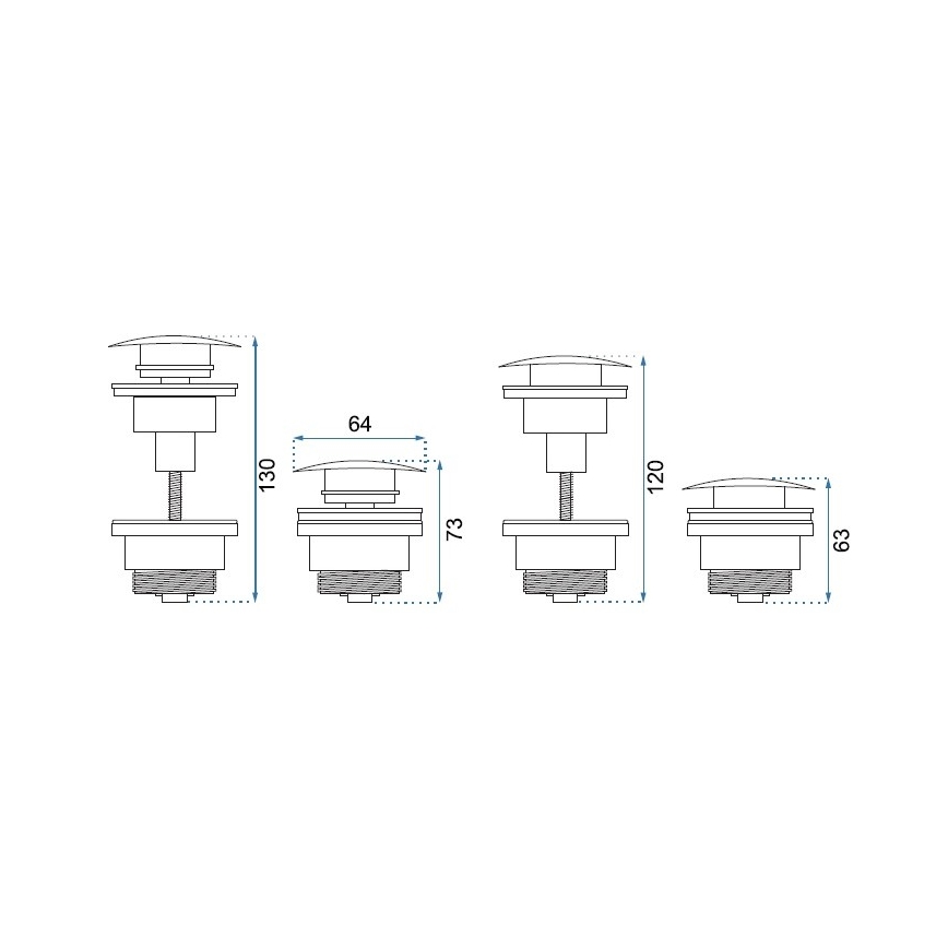 REA-A6000 - Bonde CLICK-CLACK pour lavabo Ø 6,4 cm, nickel brossé