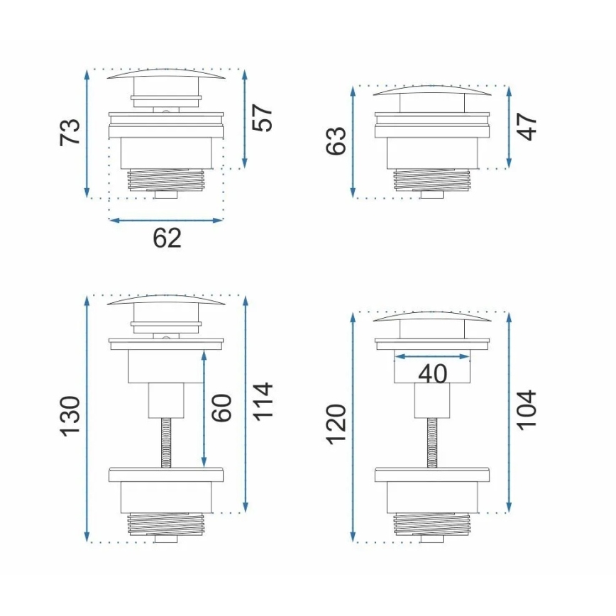 REA-A8110 - Bonde pour lavabo CLICK-CLACK Ø 6,4 cm dorée