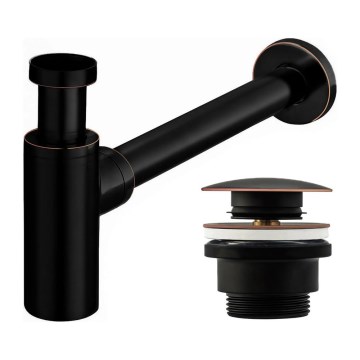 REA-A8536 - Siphon pour lavabo avec bonde CLICK-CLACK Ø 6,4 cm, noir