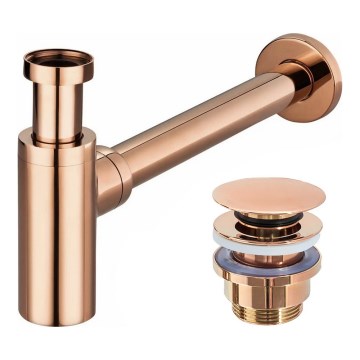 REA-A8541 - Siphon de lavabo avec bonde CLICK-CLACK, Ø 6,4 cm, finition or rose