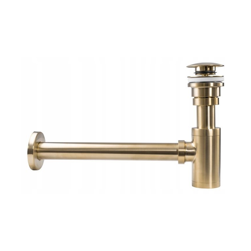 REA-A8586 - Siphon pour lavabo avec vidage CLICK-CLACK Ø 6,4 cm, finition dorée brossée