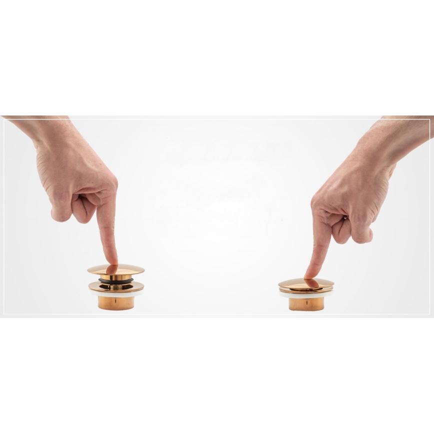 REA-A8586 - Siphon pour lavabo avec vidage CLICK-CLACK Ø 6,4 cm, finition dorée brossée