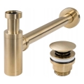 REA-A8586 - Siphon pour lavabo avec vidage CLICK-CLACK Ø 6,4 cm, finition dorée brossée