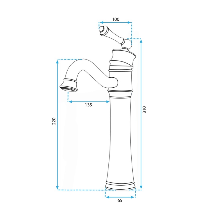 REA-B0227 - Mitigeur de lavabo VINTAGE OLD 31 cm noir