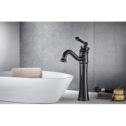REA-B0227 - Mitigeur de lavabo VINTAGE OLD RETRO 31 cm noir