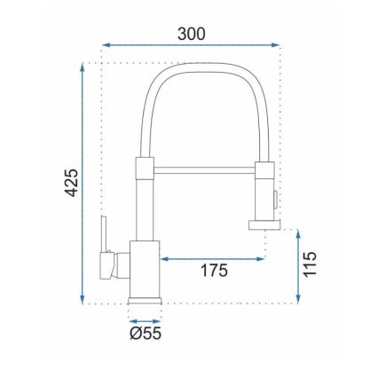 REA-B0417 - Mitigeur d'évier COLIN 42,5 cm avec douchette extractible nickel