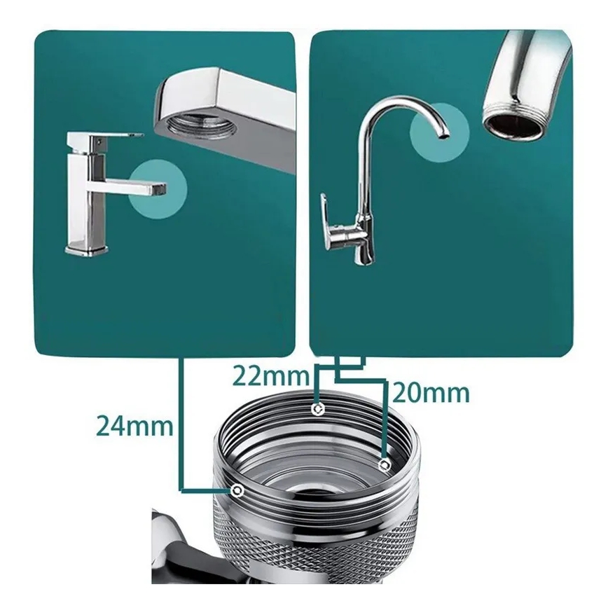 REA-B0660 - Embout pivotant pour robinet de lavabo, chromé brillant