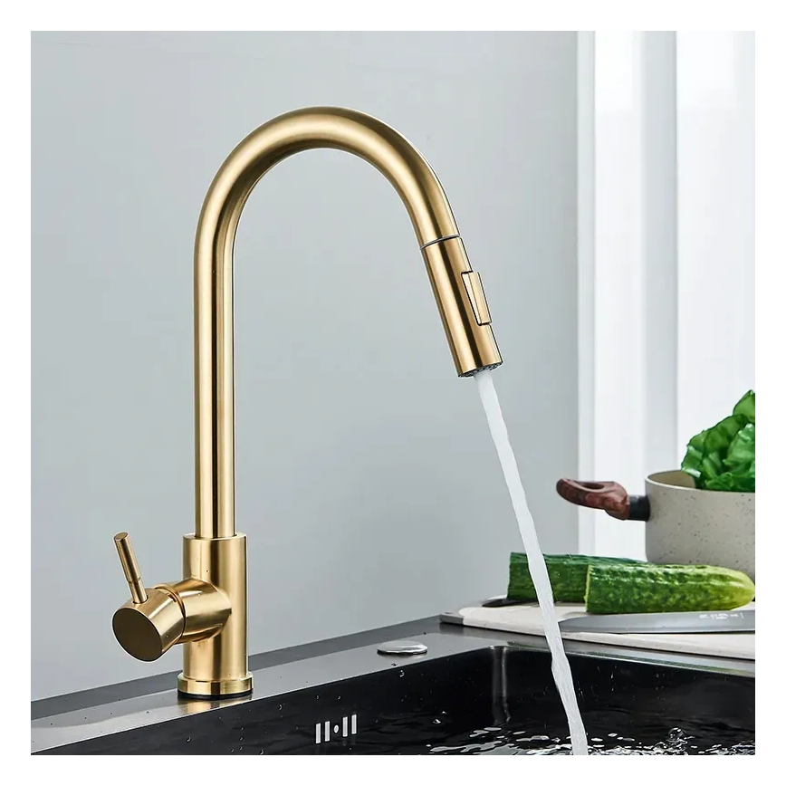 REA-B0669 - Mitigeur d'évier à douchette extractible FRESH 39,5 cm doré