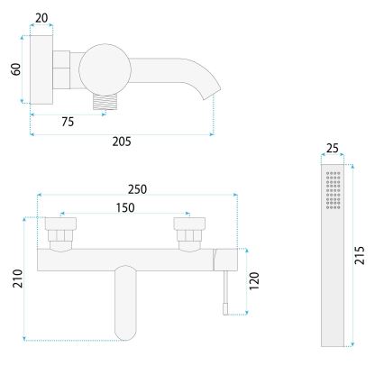 REA-B0980 - Ensemble de baignoire LUNGO DIAMOND, finition cuivre brossé