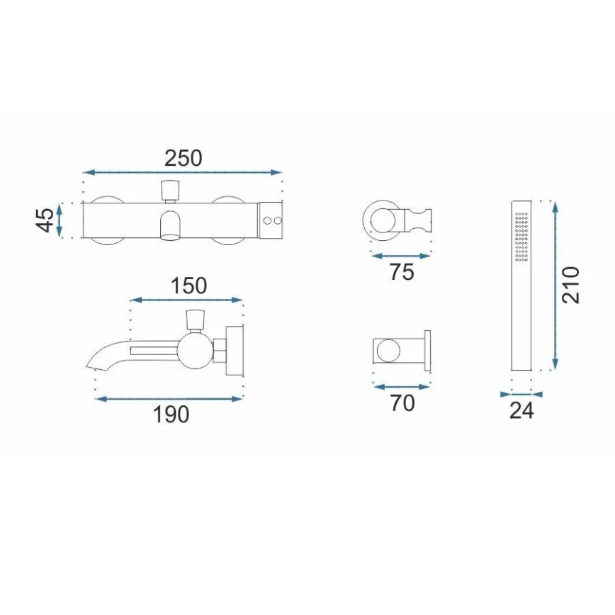 REA-B1115 - Ensemble pour baignoire LUNGO en cuivre brossé
