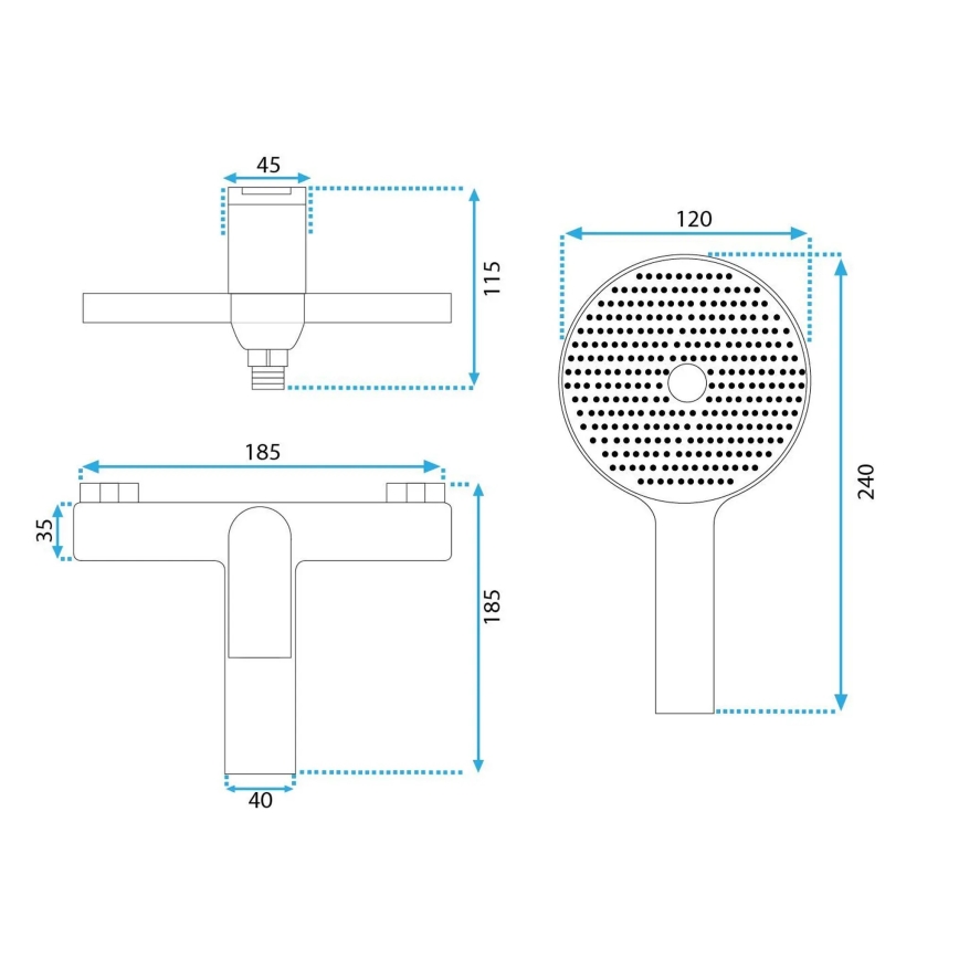 REA-B1156 - Ensemble pour baignoire AVALON chrome brillant