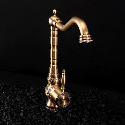 REA-B2500 - Mitigeur pour lavabo VENICE RETRO 32 cm, finition dorée brossée