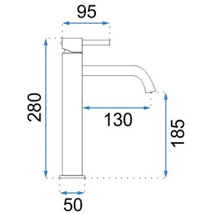 REA-B4104 - Mitigeur pour lavabo LUNGO 28 cm chromé brillant