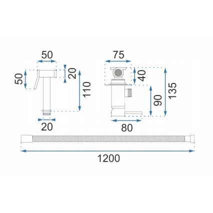 REA-B4106 - Mitigeur pour bidet avec douchette pour installation encastrée LUNGO chrome brillant