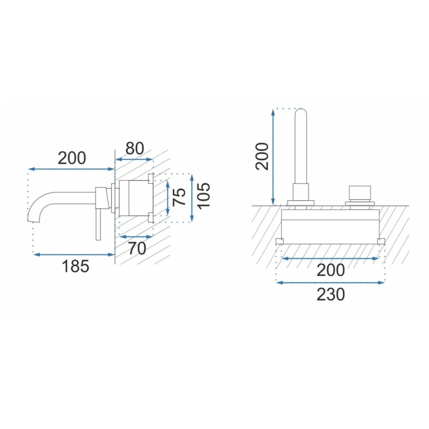 REA-B4109 - Mitigeur pour lavabo encastrable LUNGO, finition dorée brossée