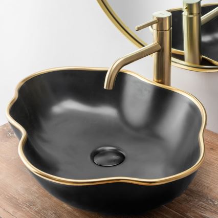 REA-B4526 - Mitigeur pour lavabo LUNGO 28 cm doré brossé
