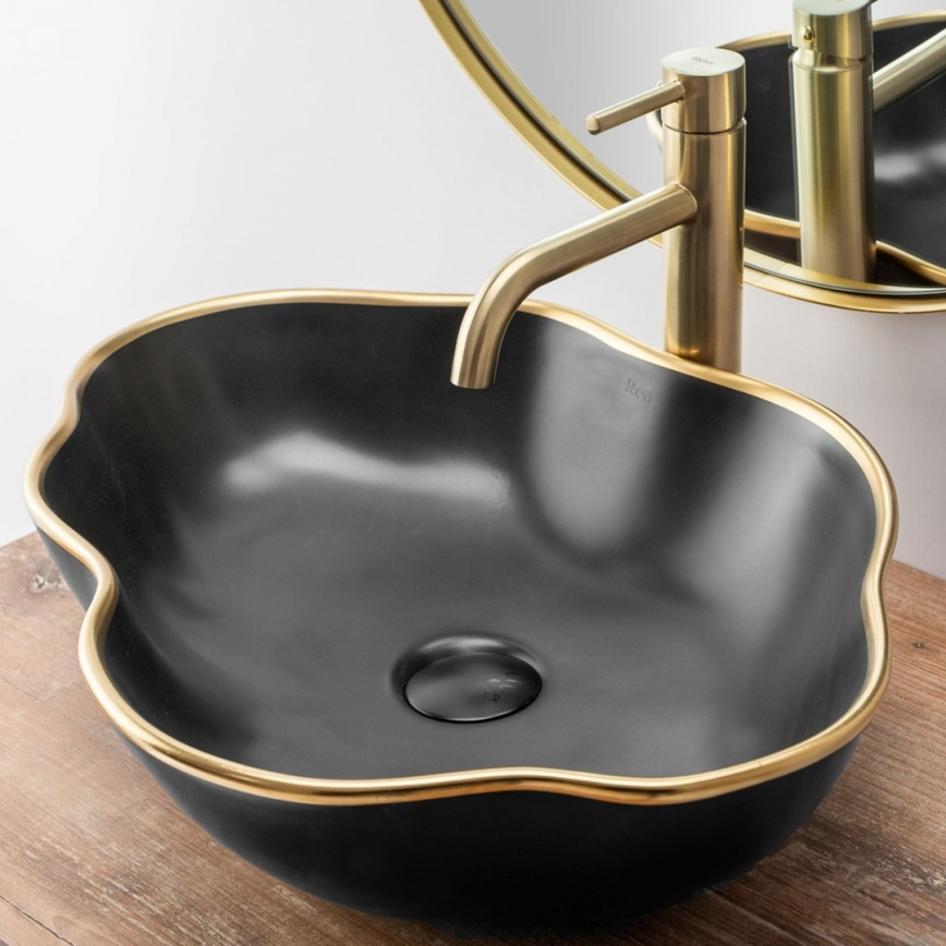 REA-B4526 - Mitigeur pour lavabo LUNGO 28 cm doré brossé
