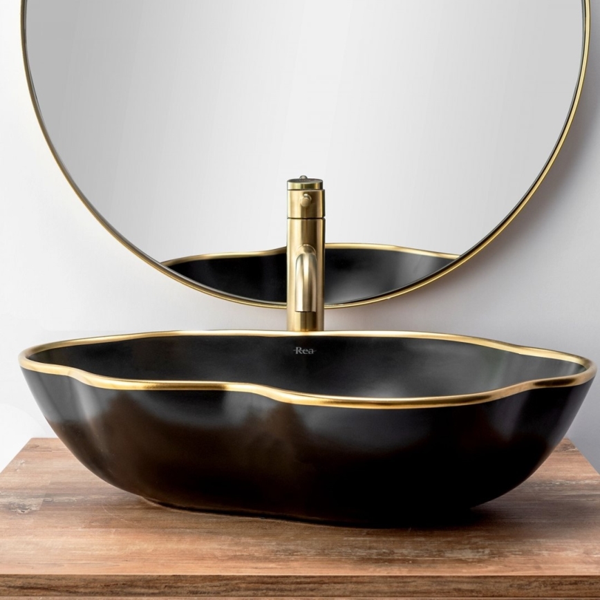 REA-B4526 - Mitigeur pour lavabo LUNGO 28 cm doré brossé