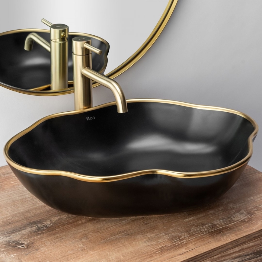REA-B4526 - Mitigeur pour lavabo LUNGO 28 cm doré brossé