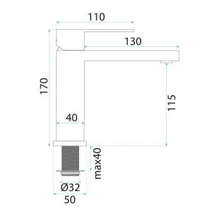 REA-B4589 - Mitigeur de lavabo ARLO 17 cm, finition nickel