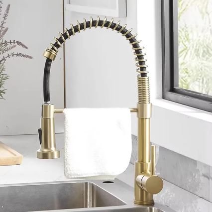 REA-B4821 - Mitigeur d'évier COLIN 42,5 cm avec douchette extractible, fini doré brossé