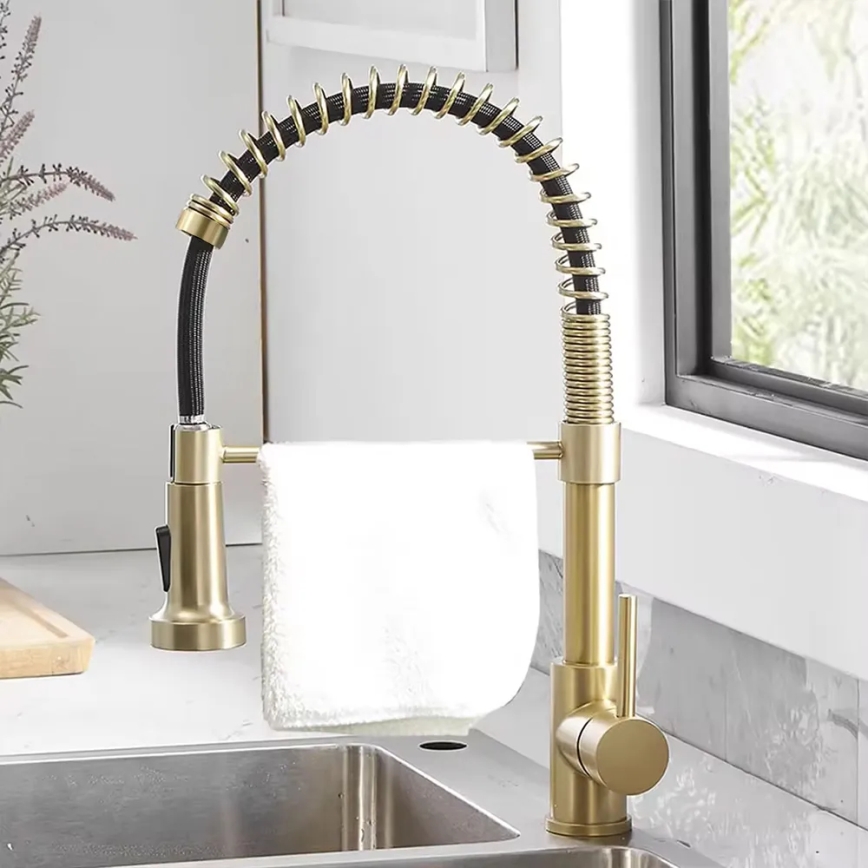 REA-B4821 - Mitigeur d'évier COLIN 42,5 cm avec douchette extractible, fini doré brossé