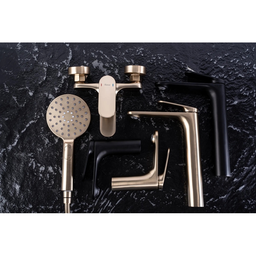 REA-B4895 - Mitigeur pour lavabo MARCO 27,5 cm doré brossé