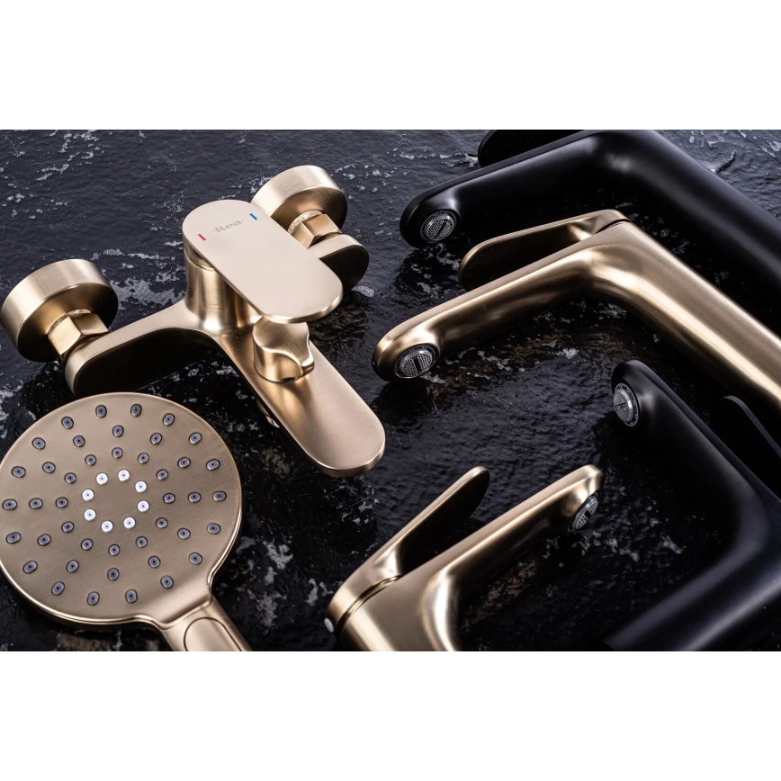 REA-B4895 - Mitigeur pour lavabo MARCO 27,5 cm doré brossé
