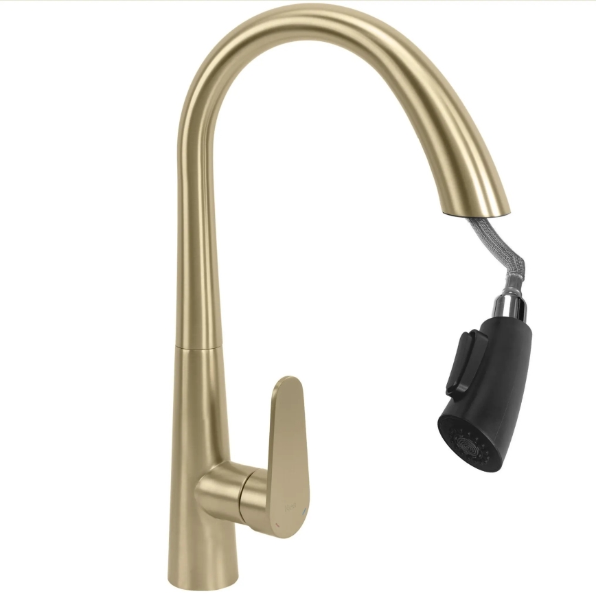 REA-B5312 - Mitigeur d'évier ROSS 43 cm avec douchette extractible, finition dorée brossée
