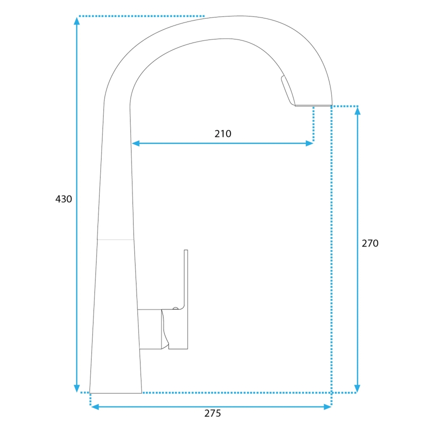 REA-B5313 - Mitigeur de cuisine ROSS 43 cm avec douchette extractible, noir
