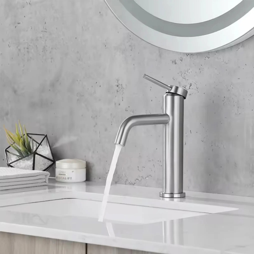 REA-B5324 - Mitigeur de lavabo CLIF 20,5 cm en acier brossé