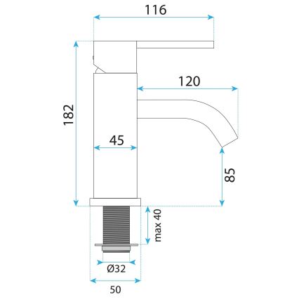 REA-B5504 - Mitigeur pour lavabo ONTARIO 17,5 cm noir