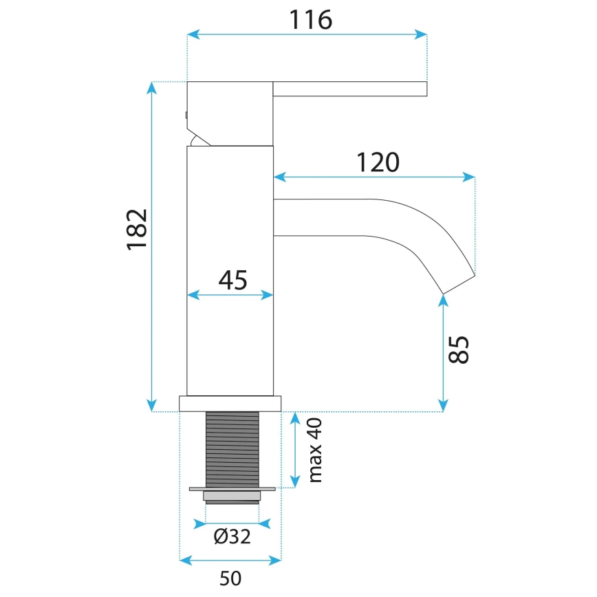REA-B5504 - Mitigeur pour lavabo ONTARIO 17,5 cm noir