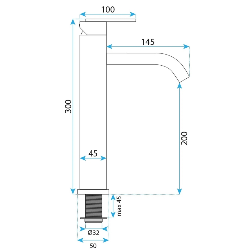 REA-B5511 - Mitigeur pour lavabo ONTARIO 30 cm titane