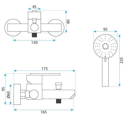 REA-B5513 - Ensemble pour baignoire avec mitigeur ONTARIO, finition dorée brossée