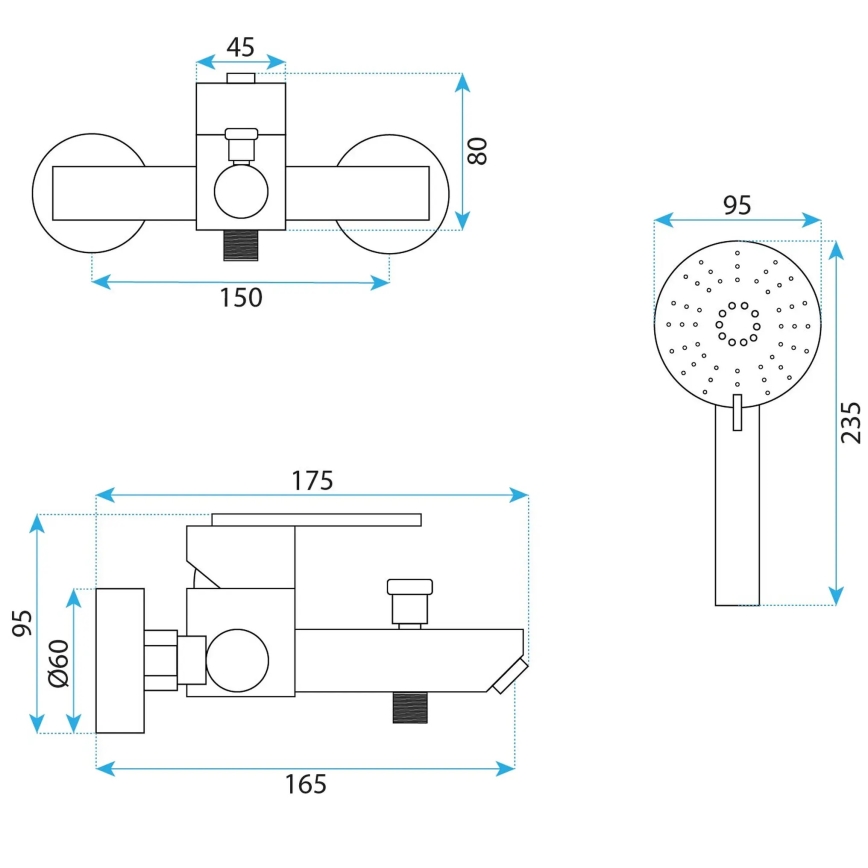 REA-B5514 - Ensemble de baignoire avec mitigeur ONTARIO, finition acier brossé