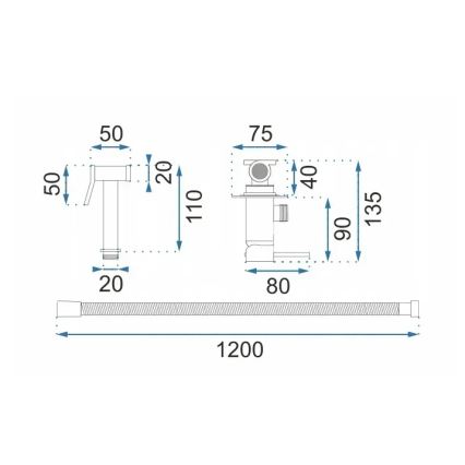 REA-B6311 - Mitigeur pour bidet avec douchette, pour installation encastrée LUNGO, finition or brossé