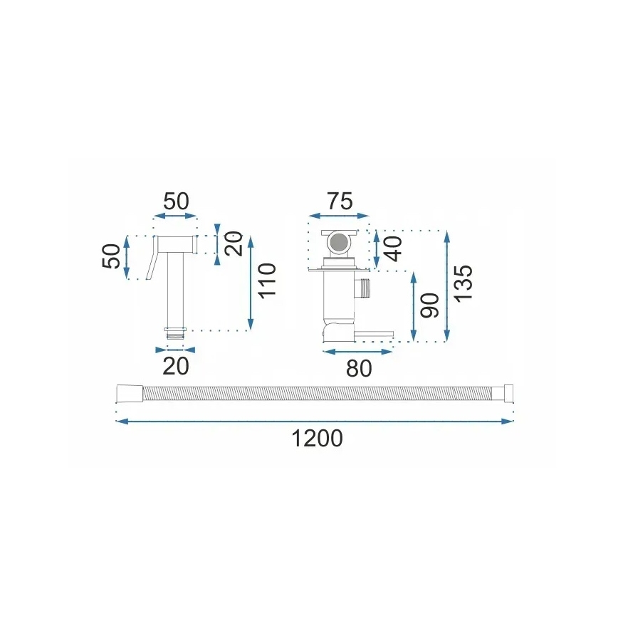REA-B6311 - Mitigeur pour bidet avec douchette, pour installation encastrée LUNGO, finition or brossé