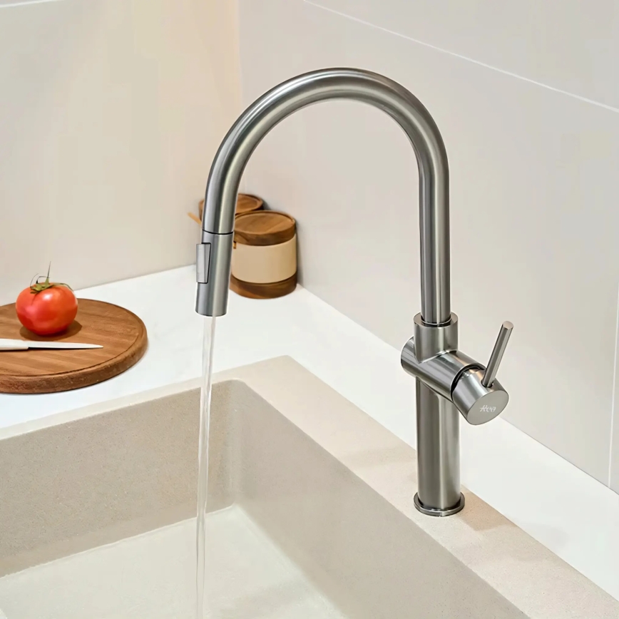 REA-B6330 - Mitigeur d'évier FRESH à douchette extractible, 45 cm, finition nickel