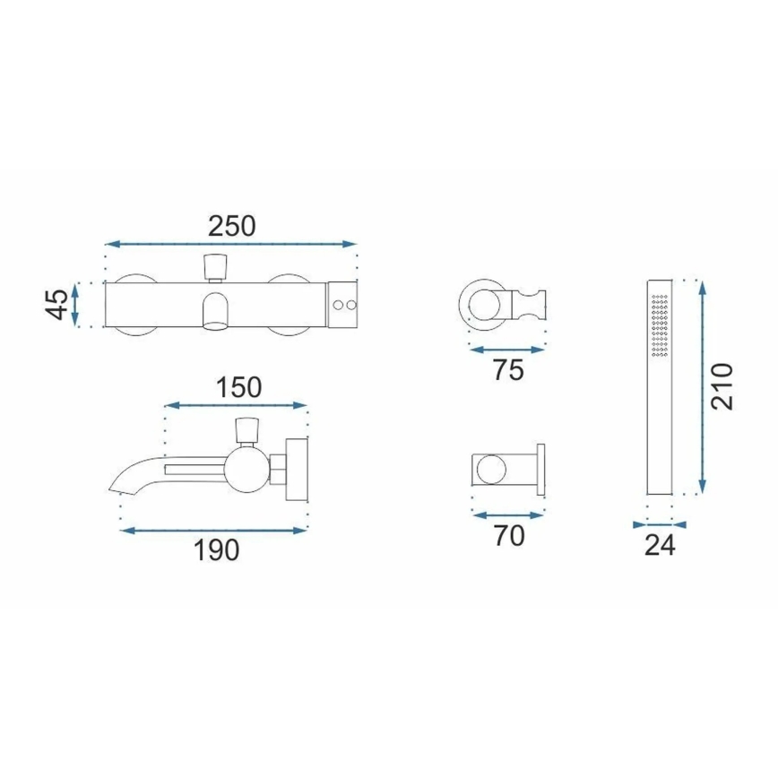 REA-B6384 - Ensemble de robinetterie pour baignoire LUNGO finition titane