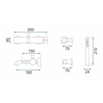 REA-B6384 - Kit pour baignoire LUNGO titane