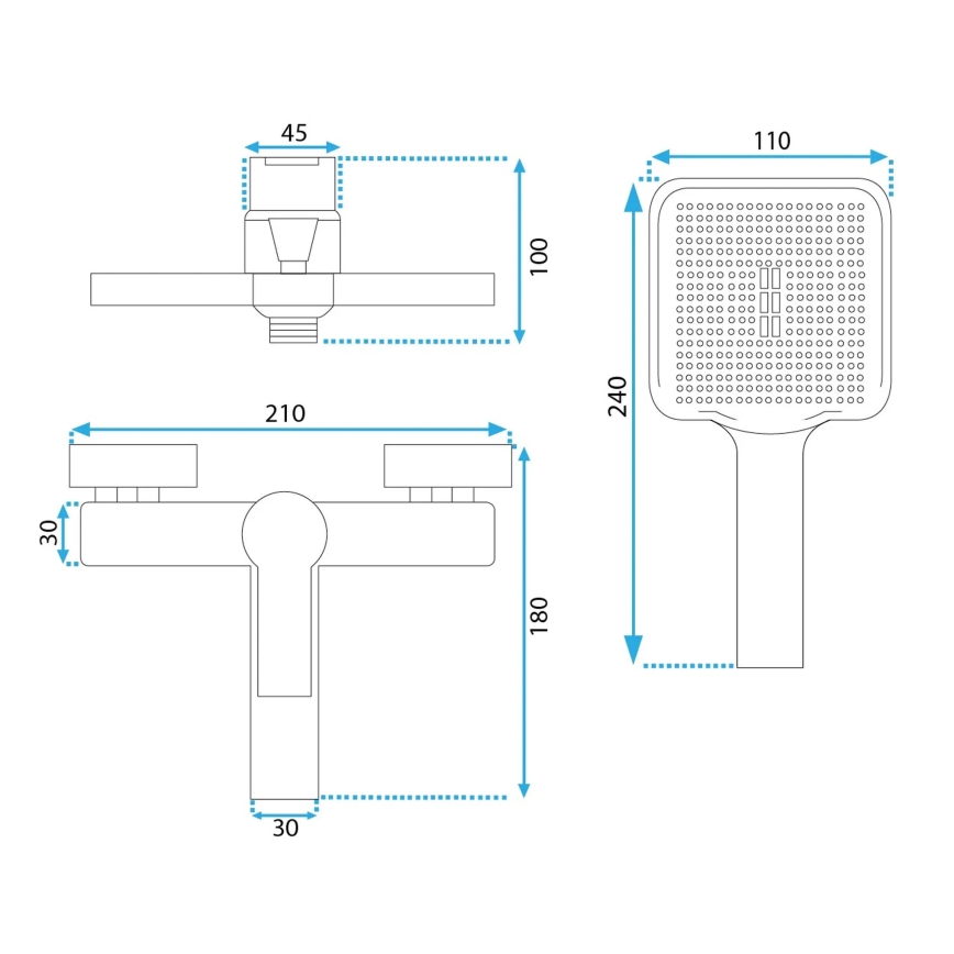 REA-B6414 - Ensemble de baignoire ARGUS avec mitigeur, doré brossé