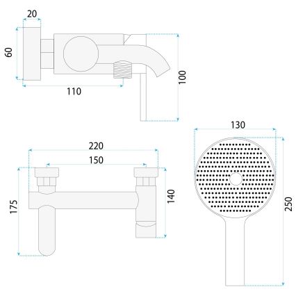 REA-B6445 - Ensemble pour baignoire FOSTER, or brossé