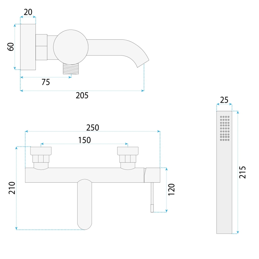 REA-B6448 - Ensemble pour baignoire LUNGO DIAMOND doré