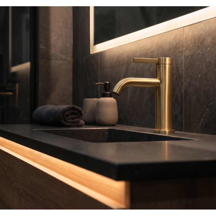 REA-B6533 - Mitigeur pour lavabo RIVO 16,5 cm doré brossé