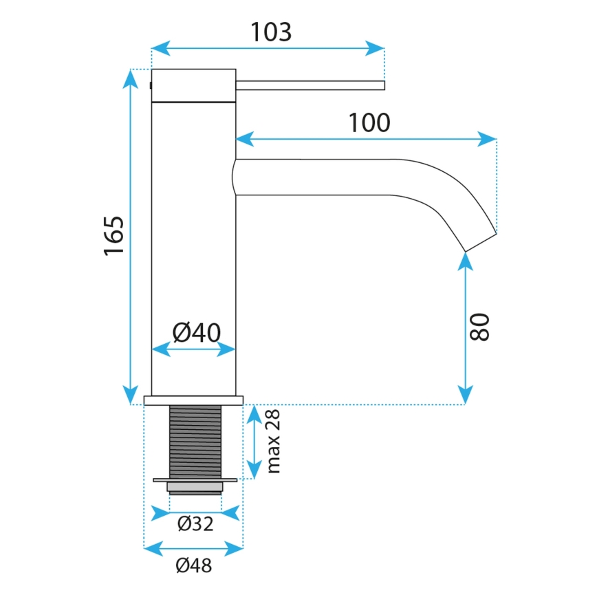 REA-B6533 - Mitigeur pour lavabo RIVO 16,5 cm doré brossé